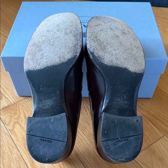 Prada Women's Burgundy Leather Loafers - Picture 7 of 11